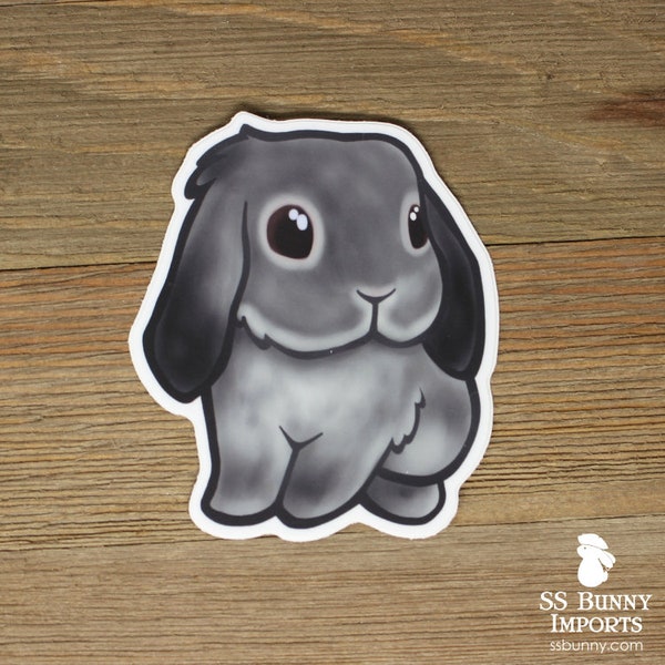 Chinchilla lop rabbit sticker; grey lop bunny sticker, car lop rabbit decor, window lop bunny decoration, water bottle lop rabbit sticker