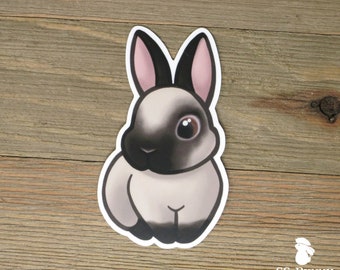 Sable point bunny sticker; cute rabbit gift, car sticker, laptop sticker, tablet sticker, water bottle sticker, food jar sticker