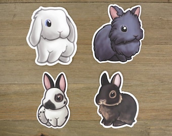 Red-eyed White Lionhead Rabbit Sticker; Cute White Bunny