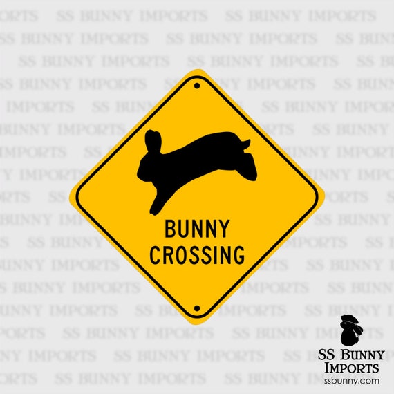 Bunny Crossing, Jumping Rabbit; Pet Animal Novelty Sign, Aluminum
