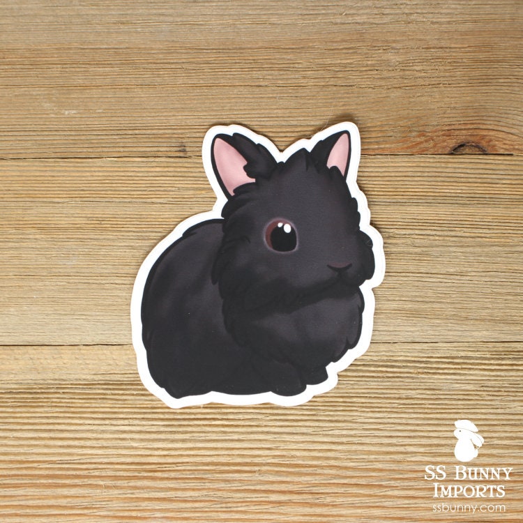 Black Lionhead Rabbit Sticker Cute Black Fluffy Lionhead - Etsy