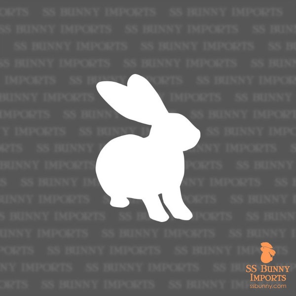Flemish Giant rabbit silhouette sticker, vinyl bunny decal, glossy white