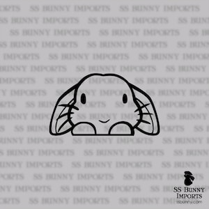 Lop bunny sticker; peeking cute rabbit laptop decal / car decal / phone vinyl decal, glossy black
