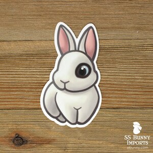 Hotot blue-eyed white rabbit sticker; cute bunny sticker, charlie black rabbit water bottle sticker, laptop sticker, rabbit lover gift