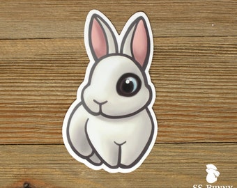 Hotot blue-eyed white rabbit sticker; cute bunny sticker, charlie black rabbit water bottle sticker, laptop sticker, rabbit lover gift