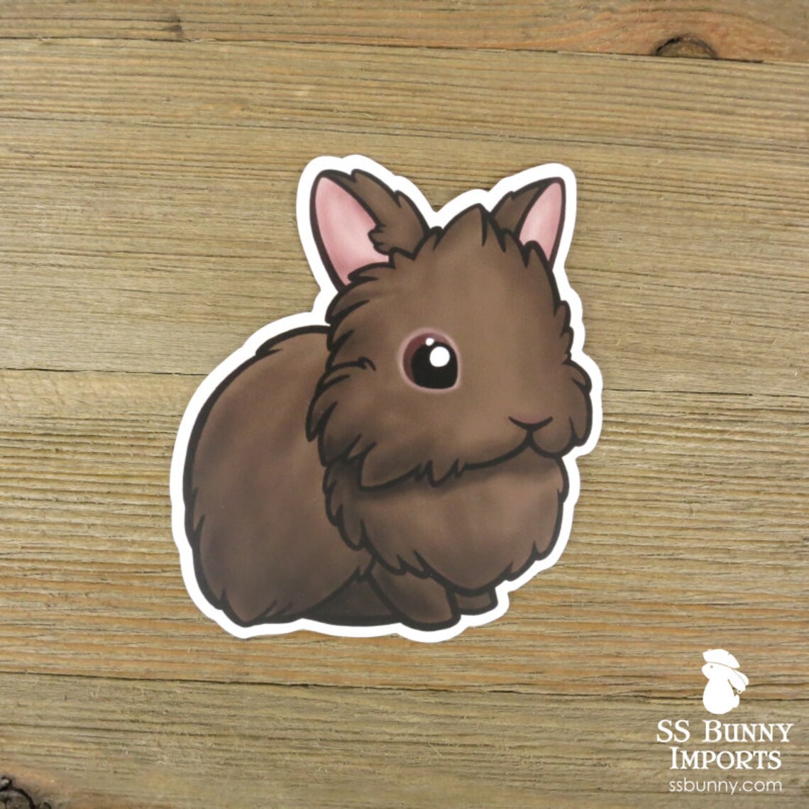 Chocolate Brown Lionhead Rabbit Sticker Cute Bunny Sticker | Etsy