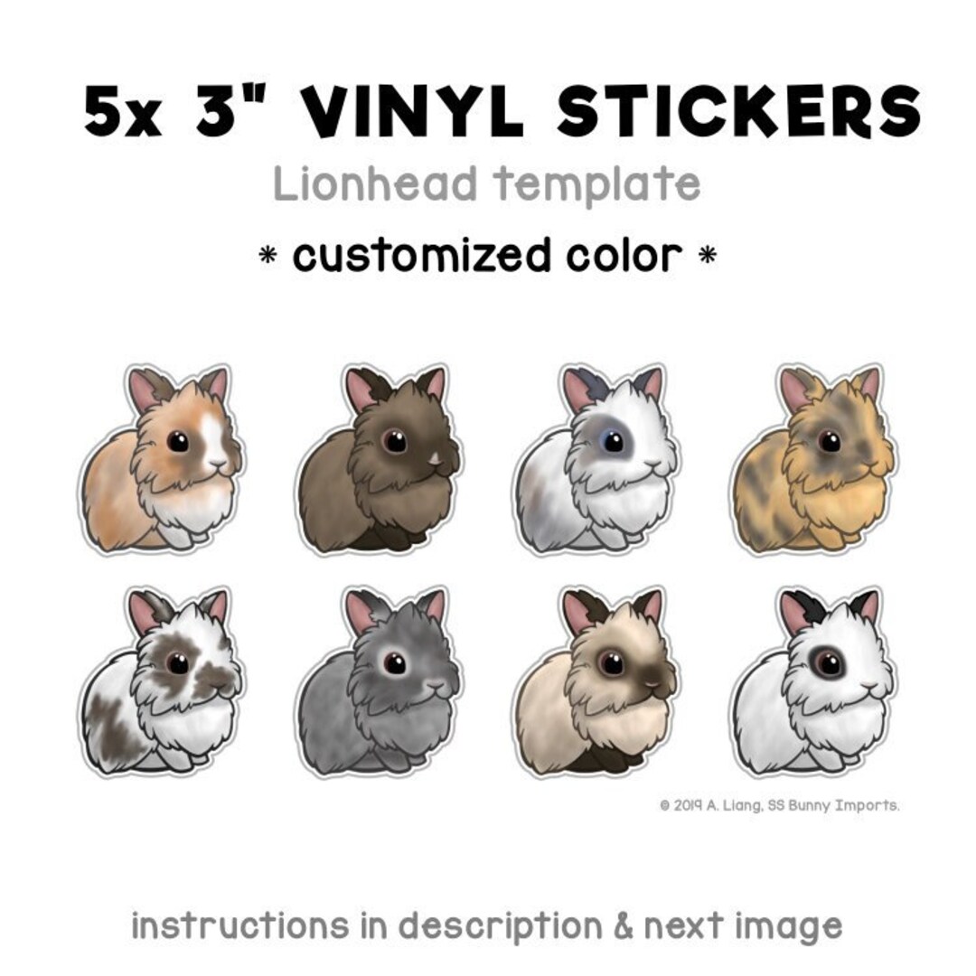 5x Custom Lionhead Rabbit Stickers Personalized Rabbit Gift - Etsy ...