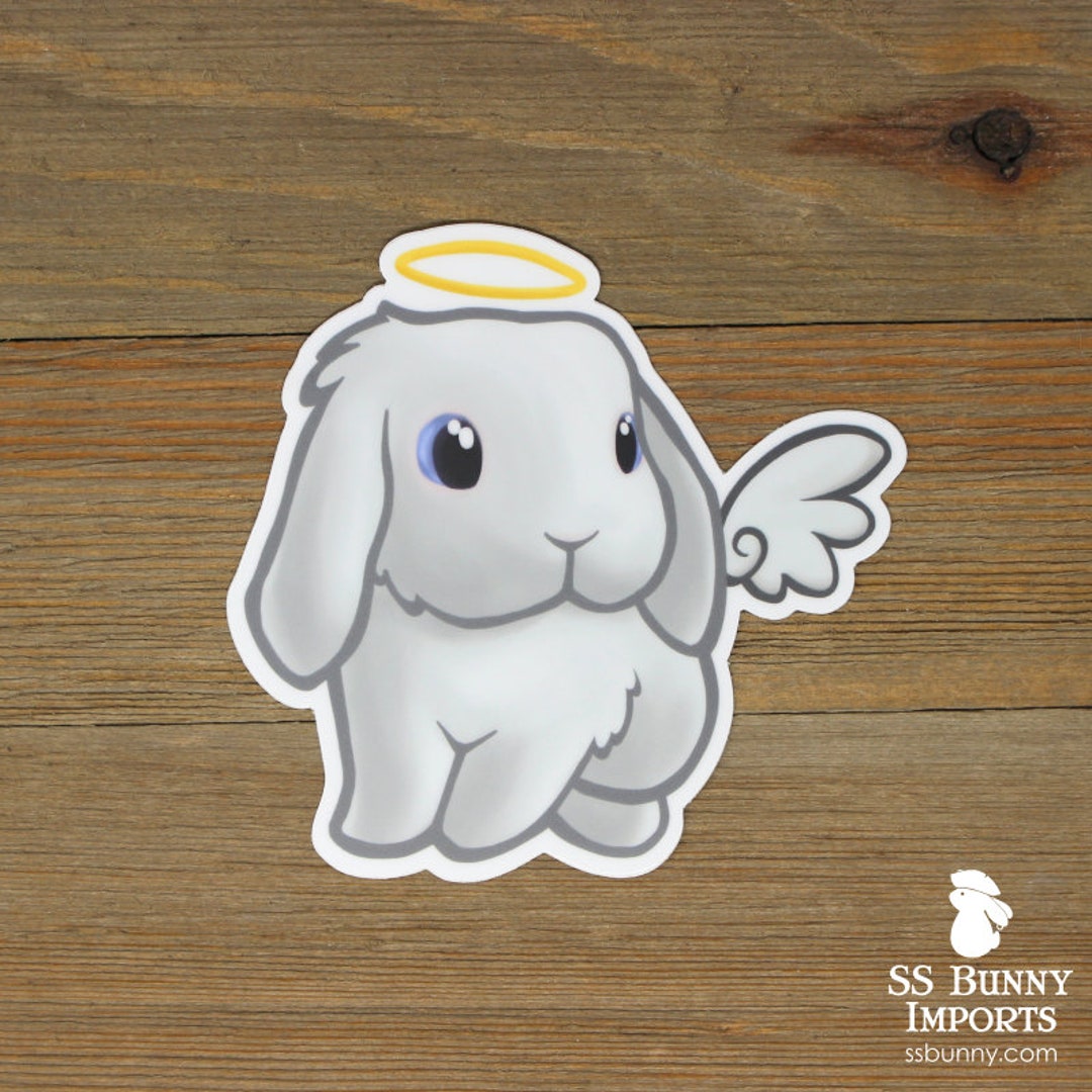 Terlingua Racing White Rabbit Sticker White BEW Rabbit Angel Sticker; Lop Rabbit Bumper Sticker, Lop Bunny ...