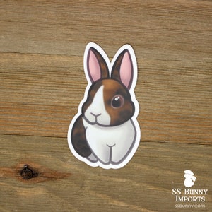 Harlequin Dutch bunny sticker; cute printed vinyl rabbit sticker, waterproof, weatherproof