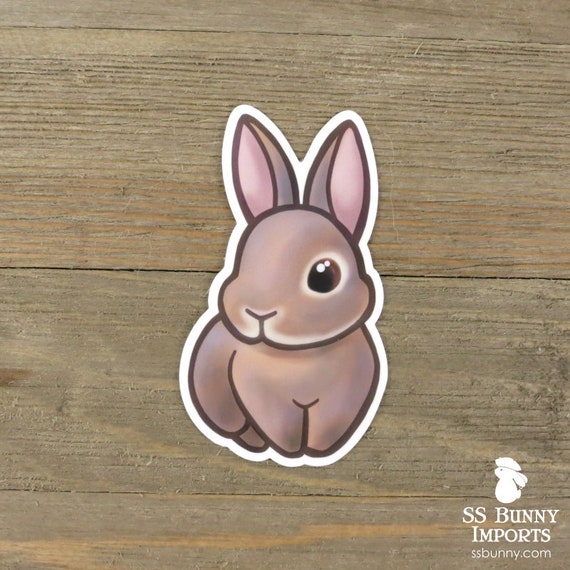 Lilac Agouti Bunny Sticker; Cute Printed Vinyl Lynx Rabbit Sticker