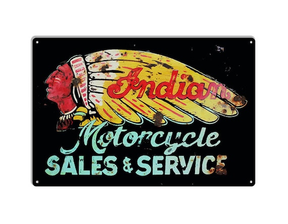 Indian Motorcycle Authorized Dealer Vintage Metal Sign 9x14