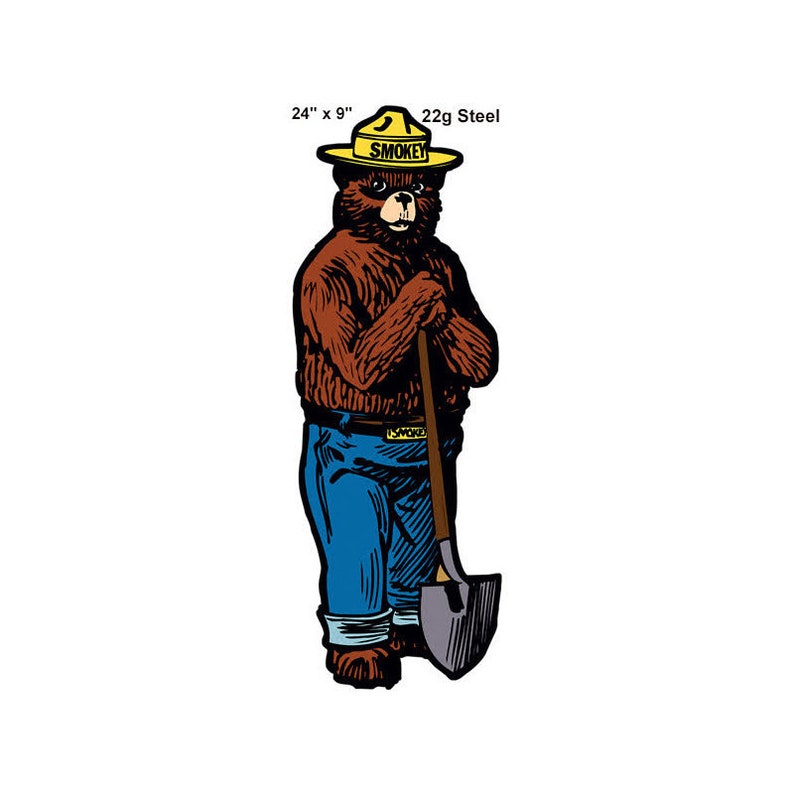 Smokey The Bear Reproduction Laser Cut Out Animal Sign 9x24