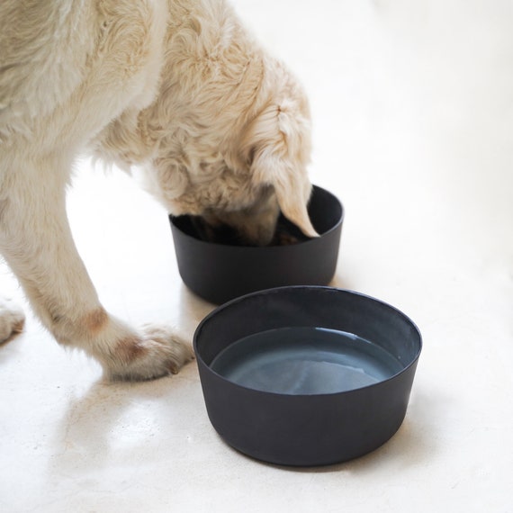  Ceramics Dog Bowls for Food and Water, Pet Feeder Bowl Matte  Ceramic Cat Bowl Suitable for Small/Medium Size Dog cat,Black : Pet Supplies