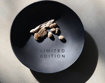 10'' Handmade Ceramic Bowl - Matte Black Catchall Dish - Limited Edition