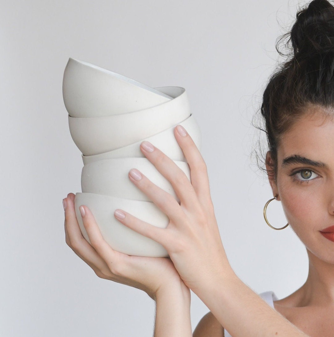 Bol en Céramique Blanche, Petits et Moyens Bols, Céramique Contemporaine