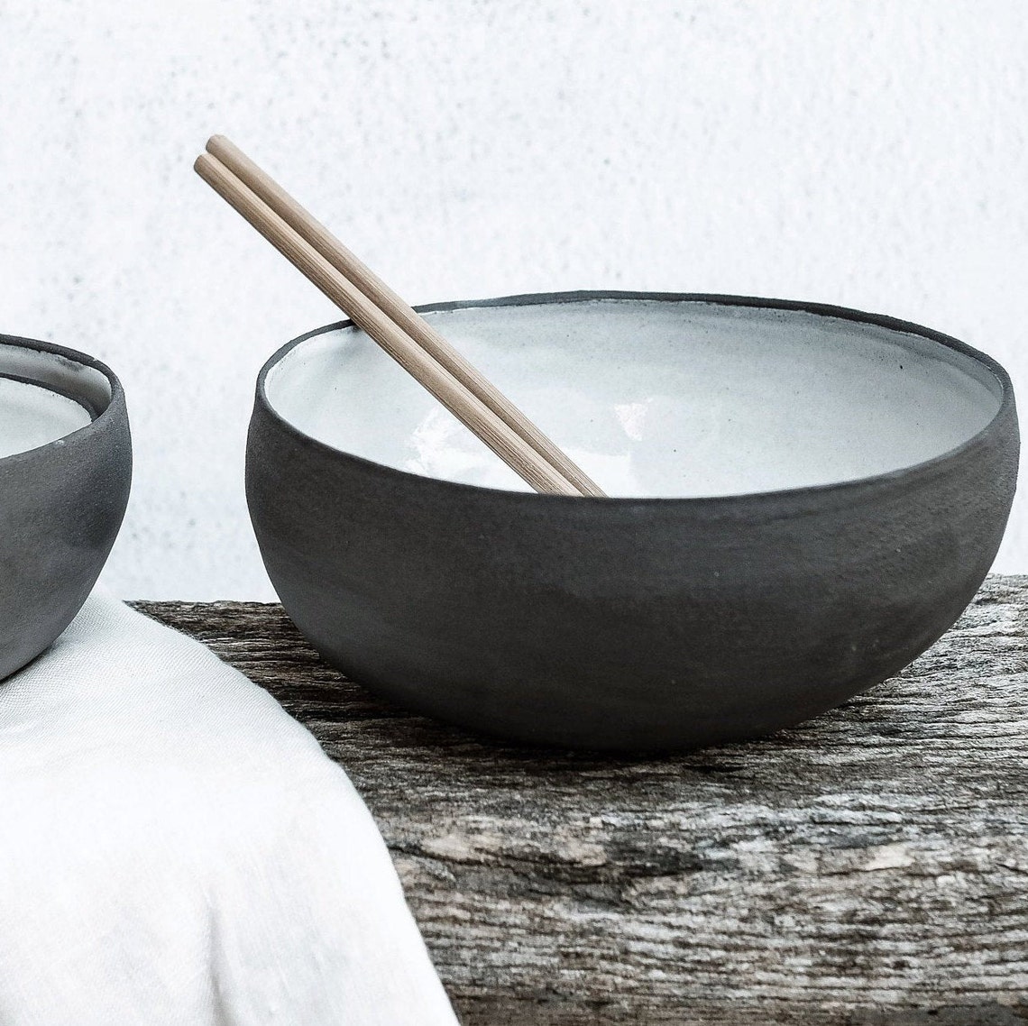 Ceramic bowl Black ramen bowl Nested Serving Bowls Pasta Etsy