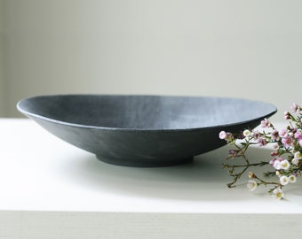 Black Ceramic fruit bowl | Large countertop decor | Home gift