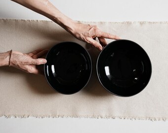 Handmade Ceramic Ramen Black Bowl Set of 2- Sample Sale