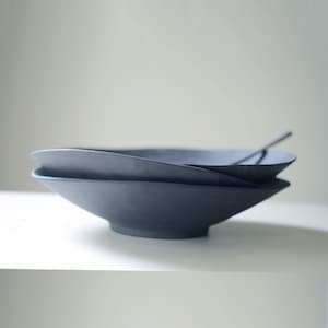 Black Ceramic fruit bowl Large countertop decor Home gift image 2