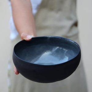 Gray ramen bowl, Handmade ceramic soup bowl