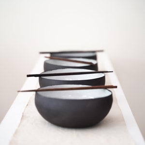 Black and white Ramen bowl set, handmade home gift
