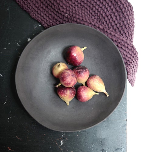 Black Ceramic Serving Bowl Pottery Handmade Housewarming Etsy