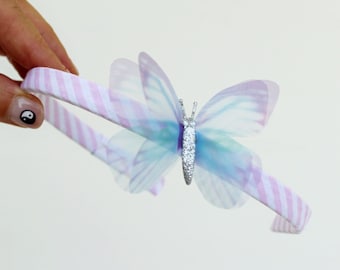 butterfly headbands for girls, butterfly hairband, girl hair band, woman hairband, , hair butterflies, fabric covered headband with buttefly