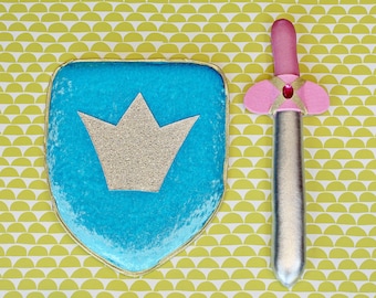 Sword and shield for girls, princess knight foam sword and shield, princess knight costume, combat set for girls, princess warrior costume