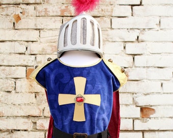 costume de chevalier pour enfants, tunique et manteau de chevalier ensemble, avec ceinture, casque, épée, courrier médiéval enfant, déguisements