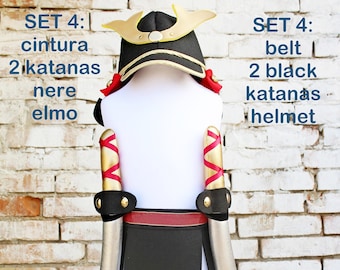 Samurai costume for kids: samurai belt with 1 or 2 katanas and samurai helmet, samurai dress up for kids, kids samurai costume, Tata Drama