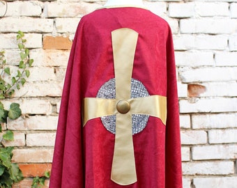 manteau de chevalier pour enfant, costume de chevalier croisé, manteau enfant médiéval, déguisement de chevalier, manteau de carnaval