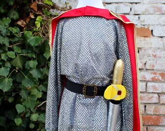 kids knight costume, kids chainmail with cape and sword, knight dress up, kids knight armor, kids medieval costume, dress up costumes