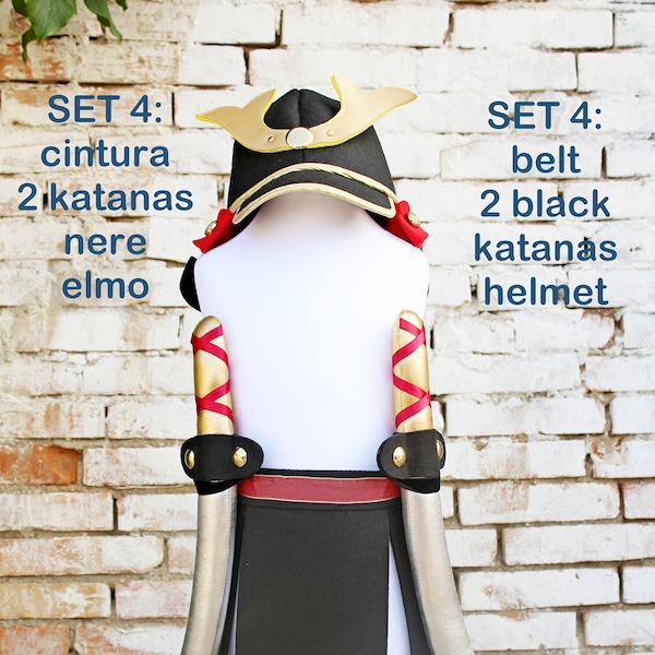 costume de samouraï pour enfant : ceinture de samouraï avec 1 ou 2 katanas et casque de samouraï, costume de ninja pour enfant, déguisement de samouraï