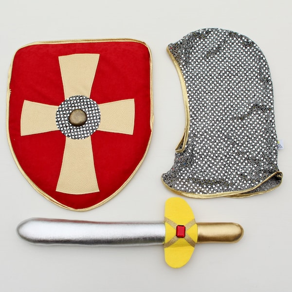 costume de chevalier pour enfants, bouclier d'épée et cagoule pour enfants, armes de chevalier pour enfants, armes jouets, costumes pour enfants