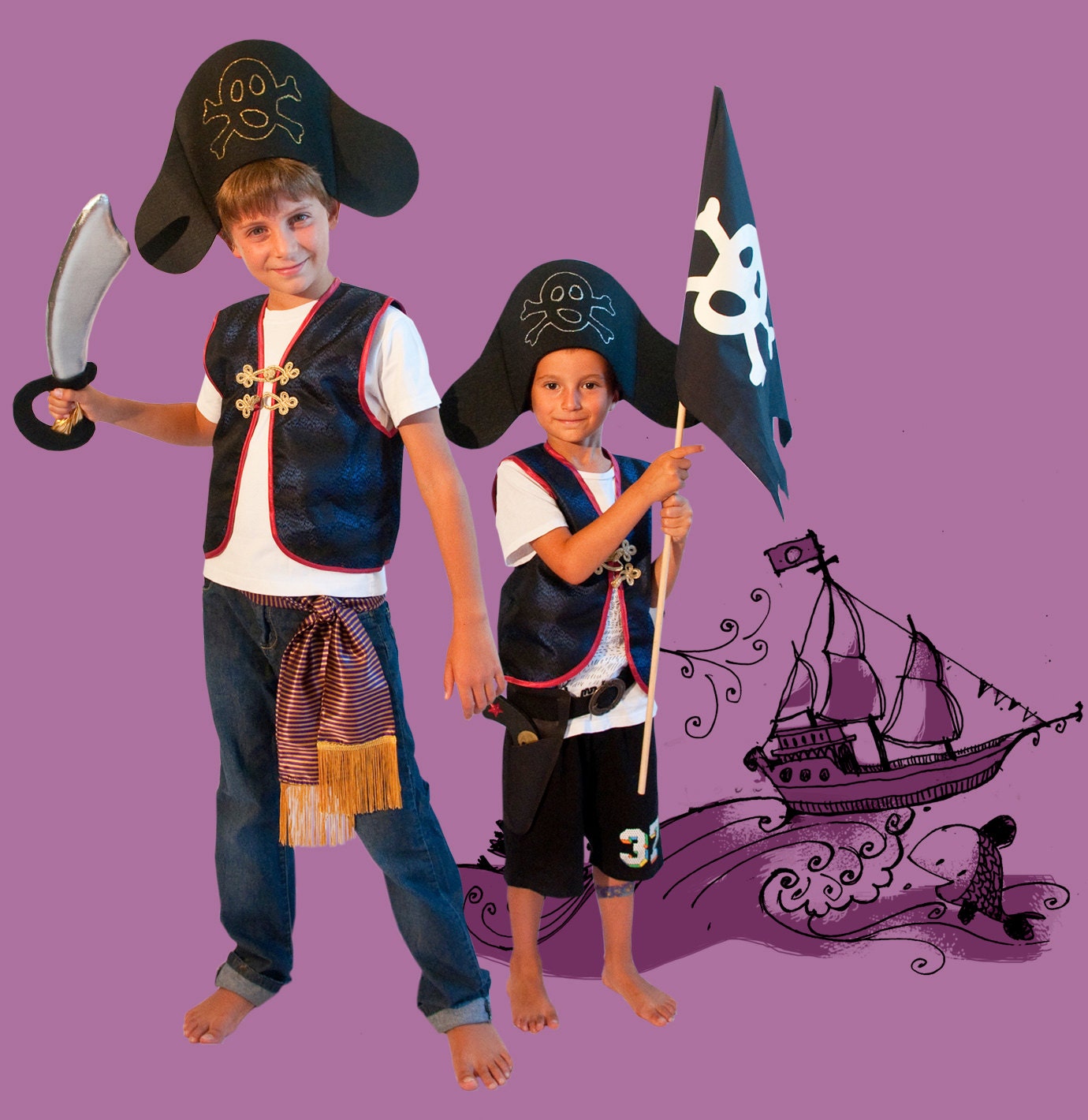 ▷ Espada pirata de goma EVA de niños