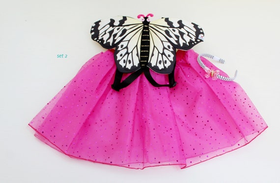 Set Costume Da Fata Con Ali Scintillanti E Accessori, Rosa, Per Bambine – Travestimento Magico Per Feste E Carnevale