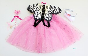 Ensemble Déguisement Fée/papillon 6 Pièces Pour Fille - Ailes, Couronne, Baguette, Tutu, Collier, Bracelet