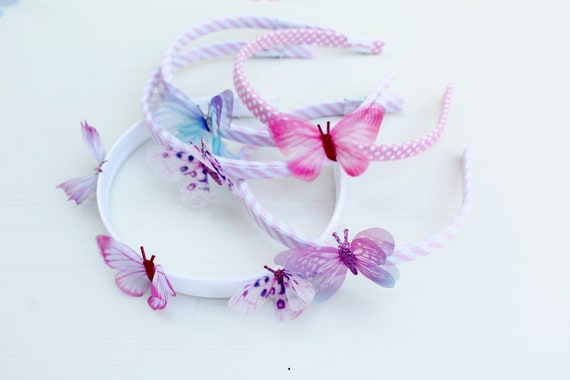 SET of 5 Butterfly Bow Hair Ribbons Butterfly Hair Clips, Butterflies Hair Bows, Butterfly Print  main image 4