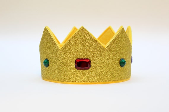 VIKSAUN Couronne Roi Dorée - Couronne Anniversaire En Tissu Avec Pierres - Déguisement Enfant Prince/Princesse