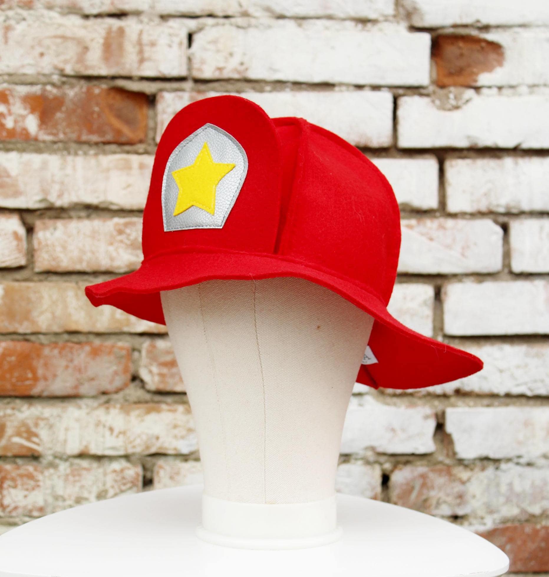 firefighter felt hat for kids, fireman costume for kids, kids fireman costume, soft firefighter helmet, fireman dress up, kids dress up hat