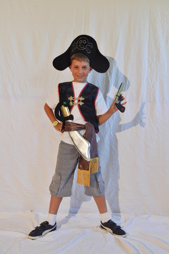 Fusciacca rigata per bambini in raso e frange, fascia per costume da pirata,  mago, sultano ecc., fascia da pirata per spada o pugnale -  Italia