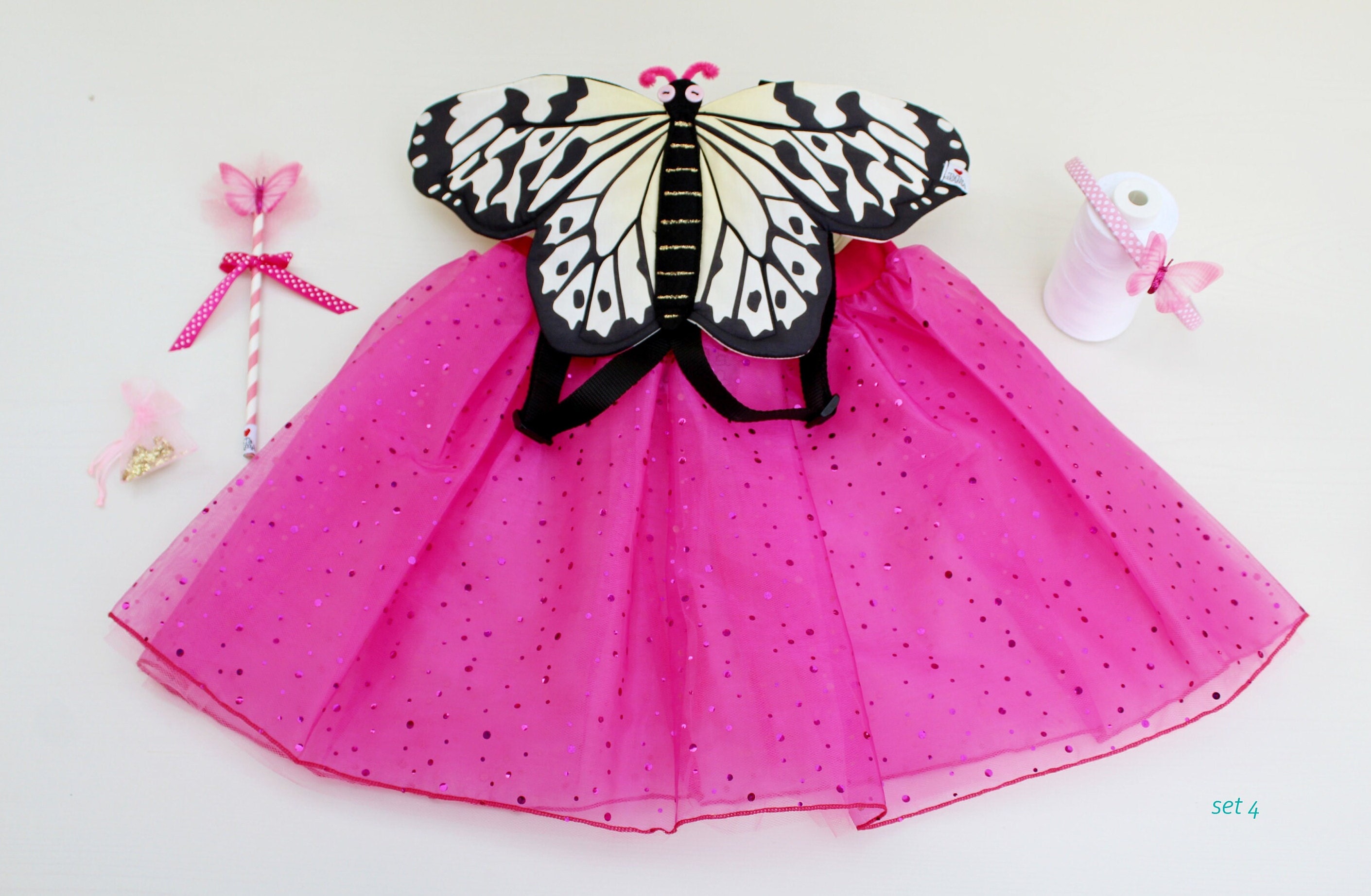 Travestimento Bimba Farfalla Costume Farfalla Bambina 3 Pezzi - Vestito Fata Con Ali Per Halloween E Carnevale Costume Carnevale Bimba - 6