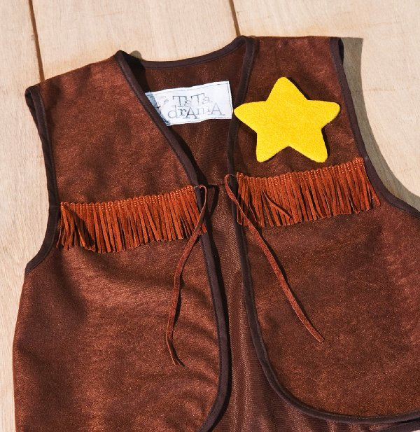 cow boy and cow girl western costume from 4 to 10 years, kids fringes vest with sheriff star, western dress up, kids cow boy vest dress up