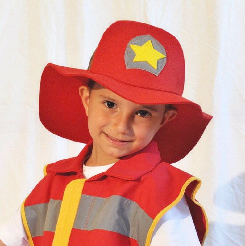 Kids fireman costume with jacket hydrant and felt hat kids Etsy