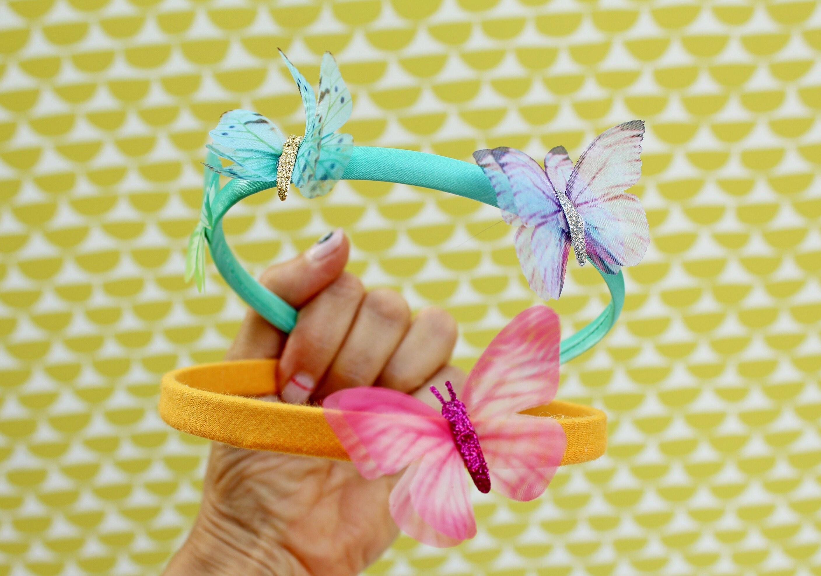 butterfly hairband, girl hair band, woman hairband, butterfly headbands girls, hair butterflies, fabric covered headband with buttefly