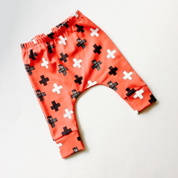 baby boys clothes, baby girls clothes, harem pants, organic leggings, cotton pants, toddler pants, Cross print leggings, toddler clothes,