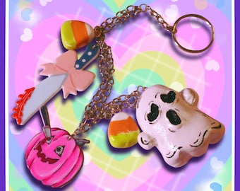 Spooky Kawaii Polymer Clay Keychain | Handmade Purse Charm