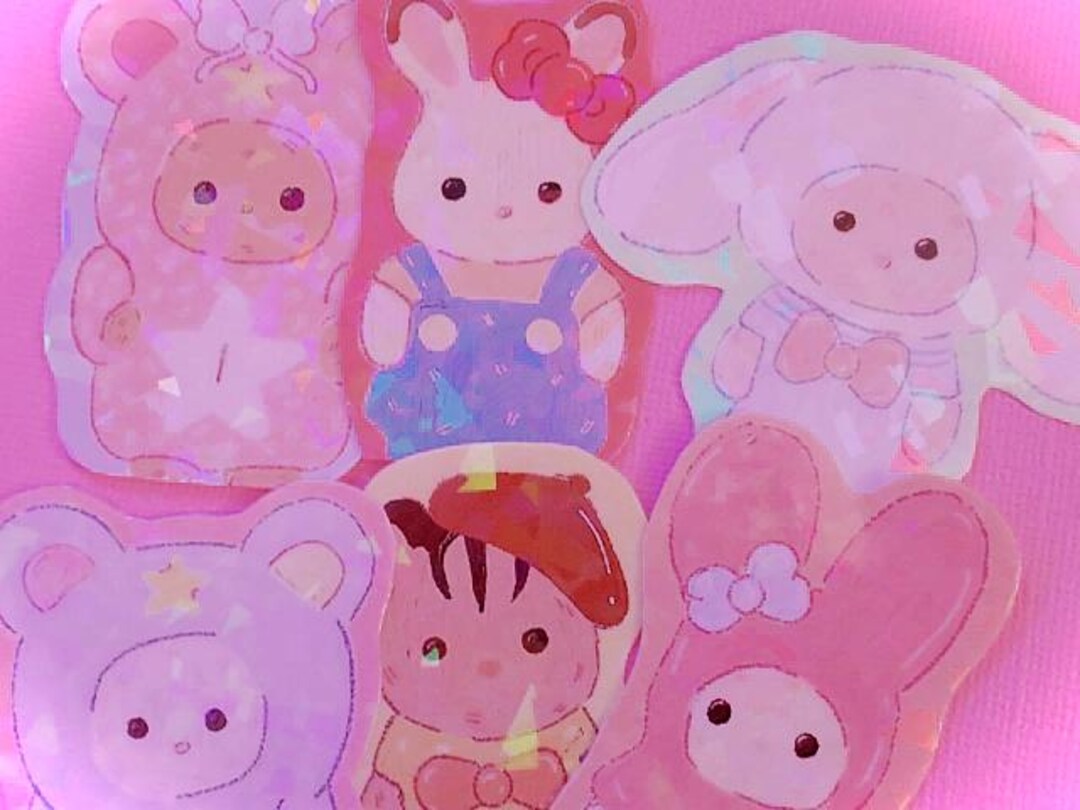 Calico Critters as Sanrio Holographic Dicut Sticker Journal Stickers