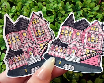 Coraline Pink Palace Holographic Sticker | Fan Art
