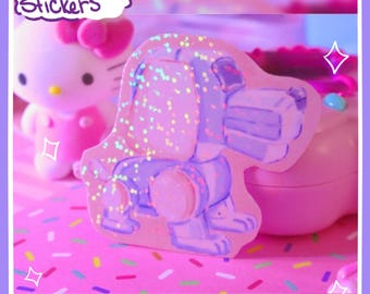 90s Robo Dog Holographic Sticker | Anime Bujo Decal